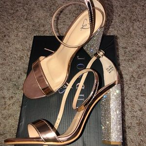 Rose Gold Glitter Chunky Heel